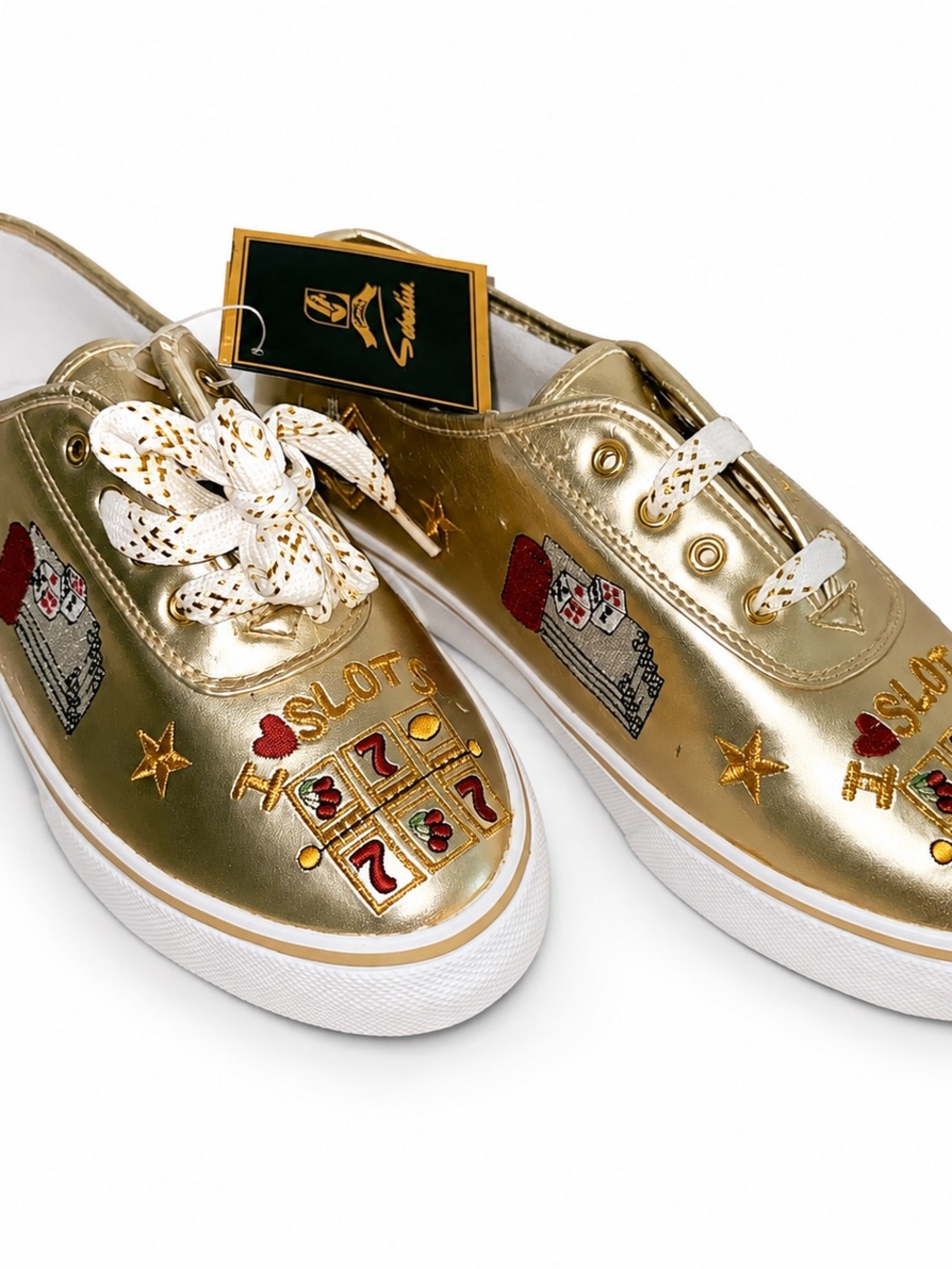 Golddigga Reno Gold Casino Embroidered Sneakers Size 9.5W